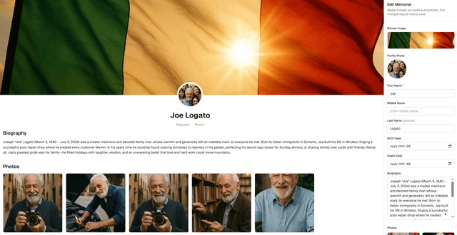 Create Memorial Page